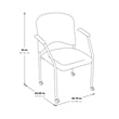 Titanium Finish Rolling Visitors Chair With Casters in Black Fabric