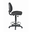 Sculptured Black Fabric Seat and Back Drafting Chair with Adjustable Foot Ring
