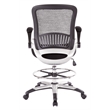 Mesh Back Drafting Fabric Chair with Adjustable Foot Ring and Padded Flip Arms