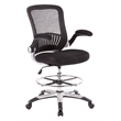 Mesh Back Drafting Fabric Chair with Adjustable Foot Ring and Padded Flip Arms