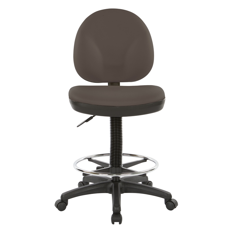 Sculptured Seat and Back Drafting Chair in Dillon Brown Fabric Graphite