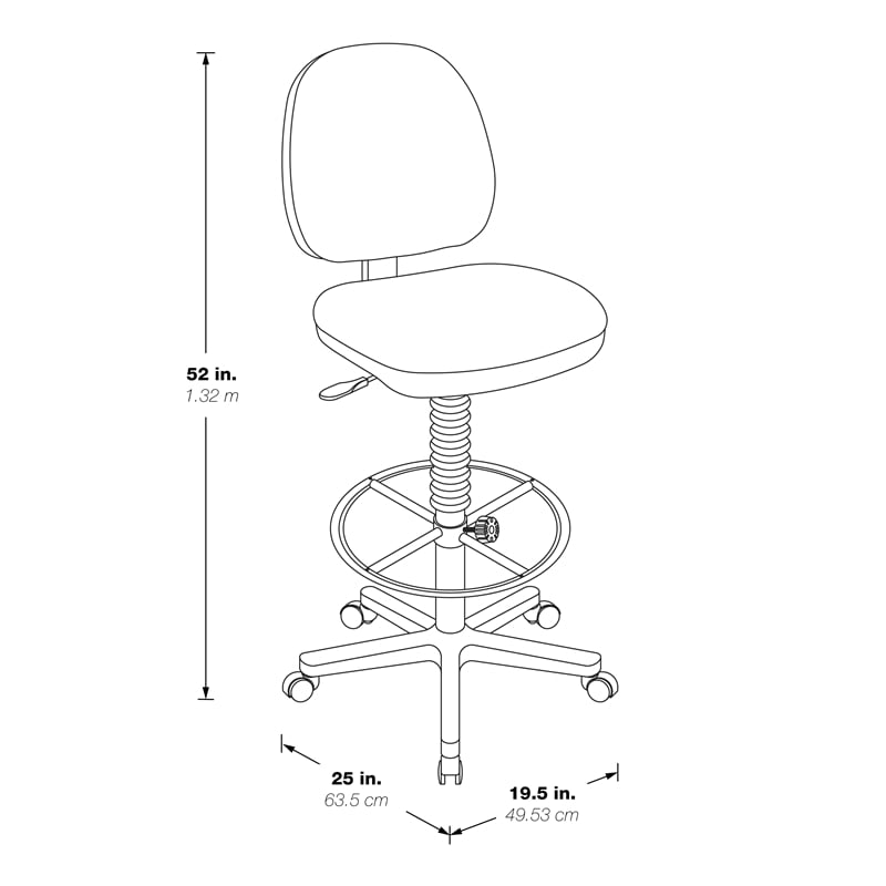 Sculptured Seat and Back Drafting Chair in Dillon Brown Fabric Graphite