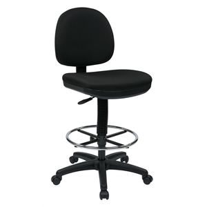 Economical Black Fabric Drafting Chair with Chrome Teardrop Footrest