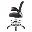 Mesh Black Back Fabric Drafting Chair Faux Leather Seat Adjustable Foot Ring
