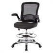 Mesh Black Back Fabric Drafting Chair Faux Leather Seat Adjustable Foot Ring