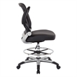 Mesh Black Back Fabric Drafting Chair Faux Leather Seat Adjustable Foot Ring