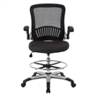 Mesh Black Back Fabric Drafting Chair Faux Leather Seat Adjustable Foot Ring