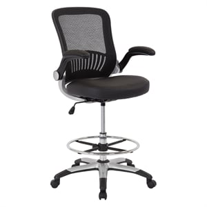 mesh black back fabric drafting chair faux leather seat adjustable foot ring