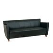 Black Bonded Leather Sofa With Cherry Finish Legs