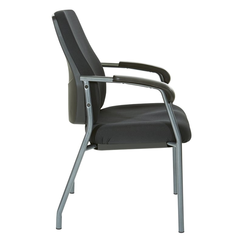 High Back Guest Chair in Black Fabric and Titanium Frame