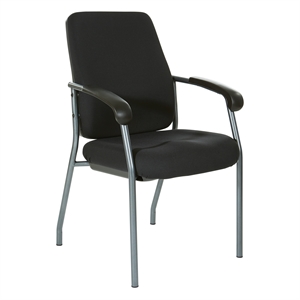 high back guest chair in black fabric and titanium frame