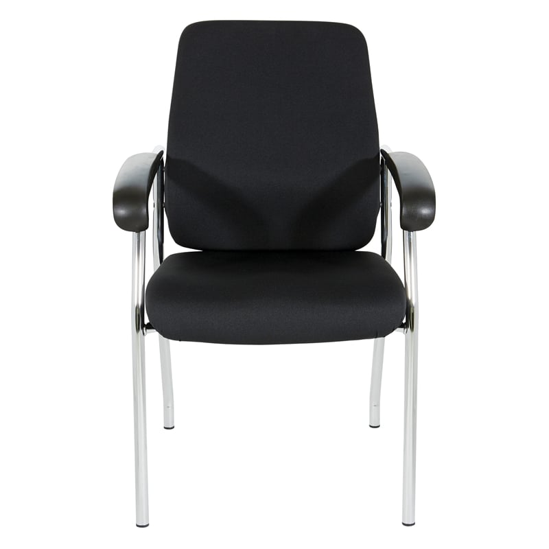 High Back Guest Chair with Black Fabric and Chrome Frame in Coal Finish