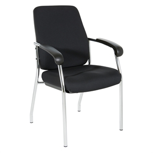 high back guest chair with black fabric and chrome frame in coal finish