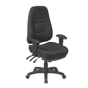 high back multi function ergonomic chair in black fabric