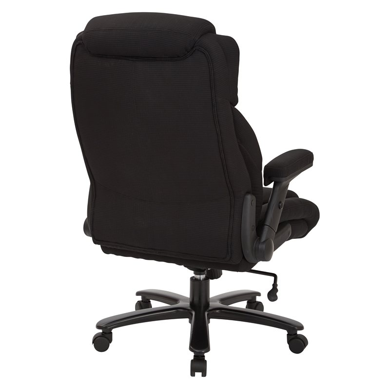 Big and Tall Deluxe High Back Black Fabric Executive Chair with Padded Flip Arms