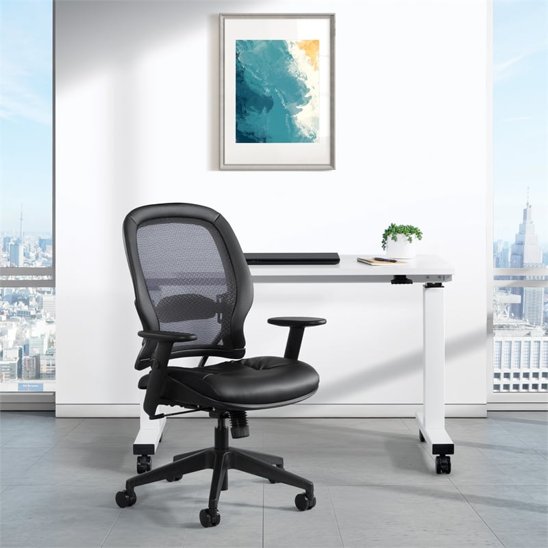 Executive High Back Chair in Black Bonded Leather Seat