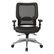 Back Chair in Black Vertical Mesh in Black Bonded Leather Seat