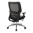 Back Chair in Black Vertical Mesh in Black Bonded Leather Seat