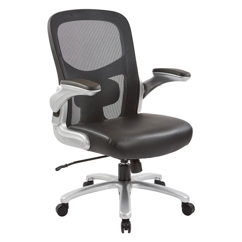 Big and Tall Mesh Back Executive Chair  in Black Bonded Leather