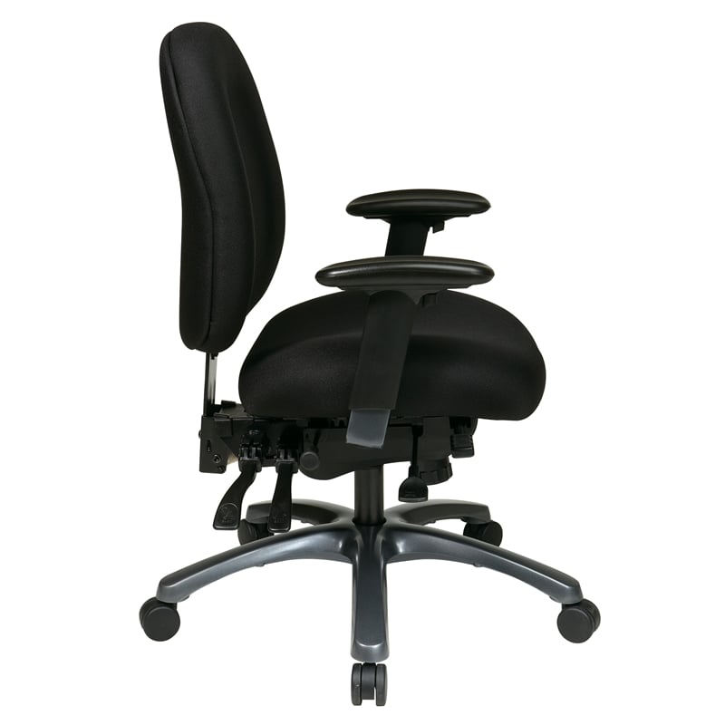 Multi-Function Mid Back Chair with Seat Slider  in  Black Fabric