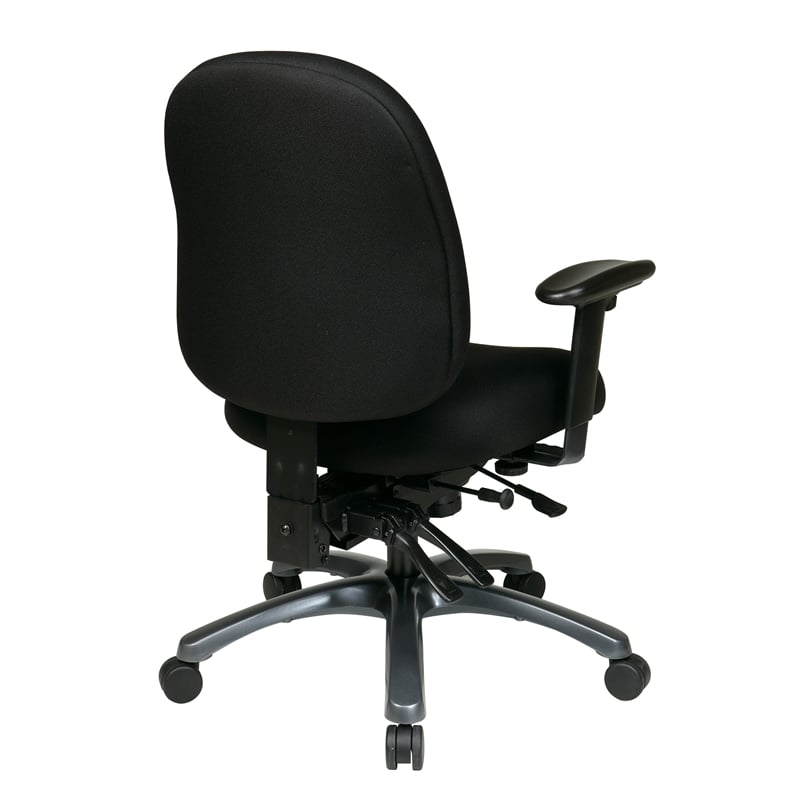Multi-Function Mid Back Chair with Seat Slider  in  Black Fabric