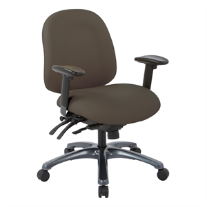 Multi-Function Mid Back Chair with Seat Slider in Brown Fabric