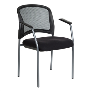 progrid black mesh back with padded fabric seat visitor's chair with arms