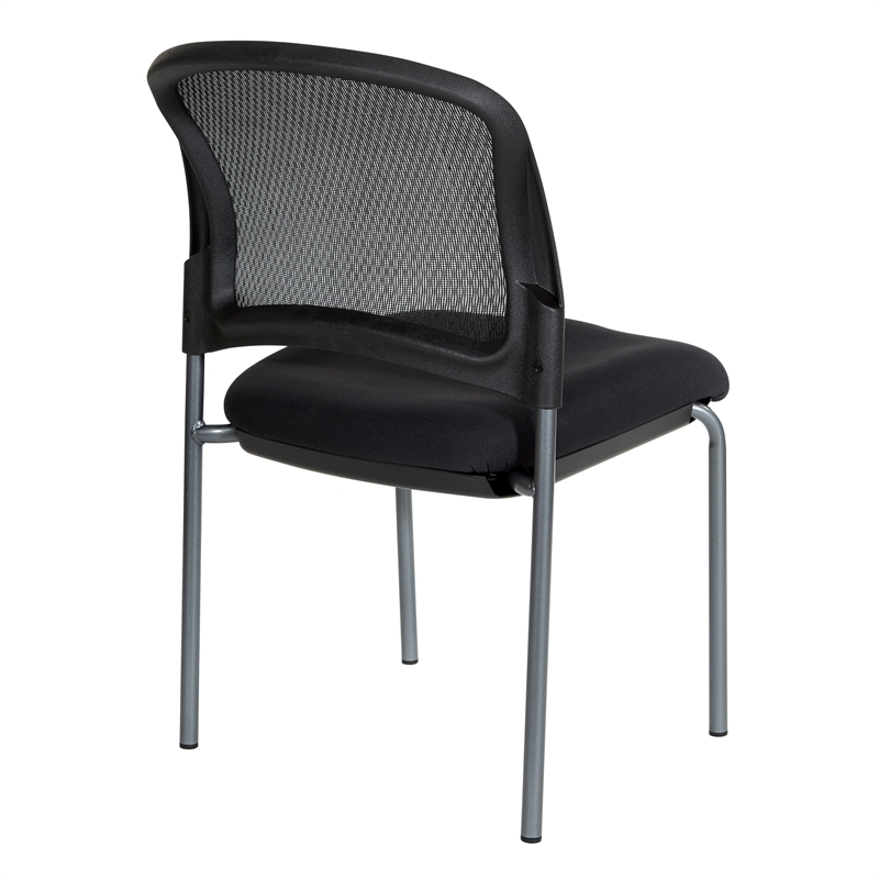 Titanium Finish Black Fabric Visitor's Chair with ProGrid Back and Straight Legs