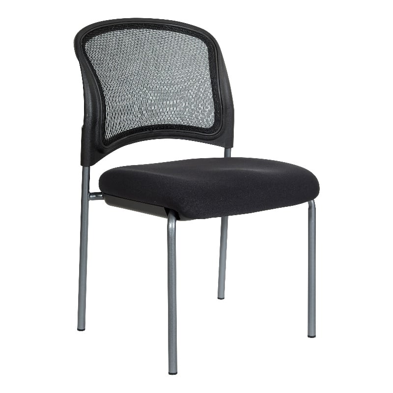 Titanium Finish Black Fabric Visitor's Chair with ProGrid Back and Straight Legs