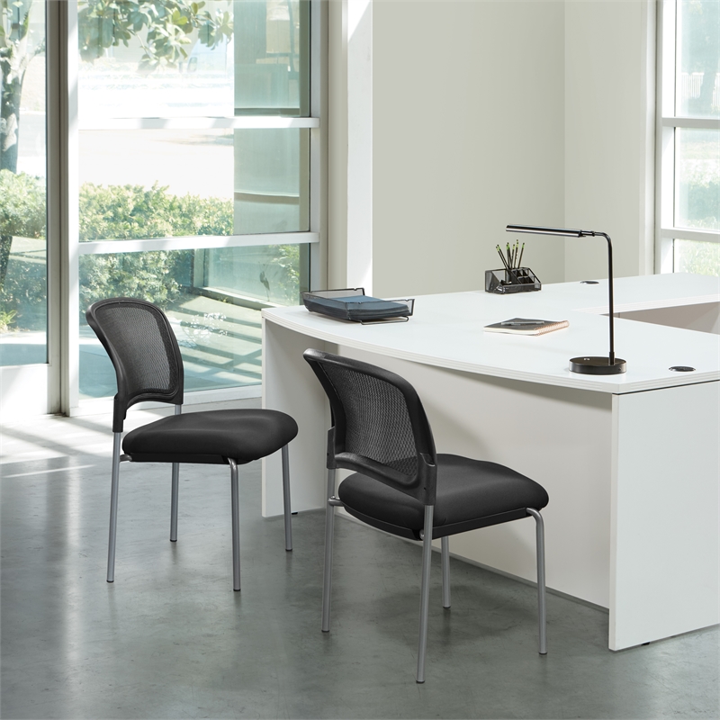 Titanium Finish Black Fabric Visitor's Chair with ProGrid Back and Straight Legs