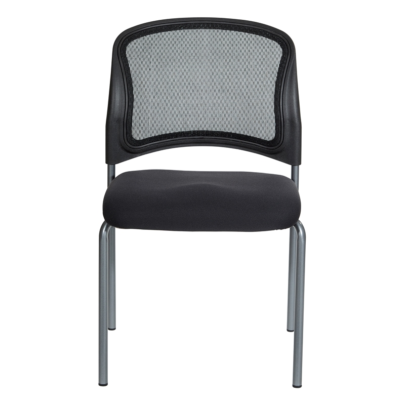 Titanium Finish Black Fabric Visitor's Chair with ProGrid Back and Straight Legs
