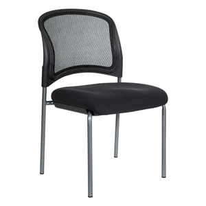 titanium finish black fabric visitor's chair with progrid back and straight legs