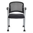 Titanium Finish Rolling Visitors Chair in Black Fabric