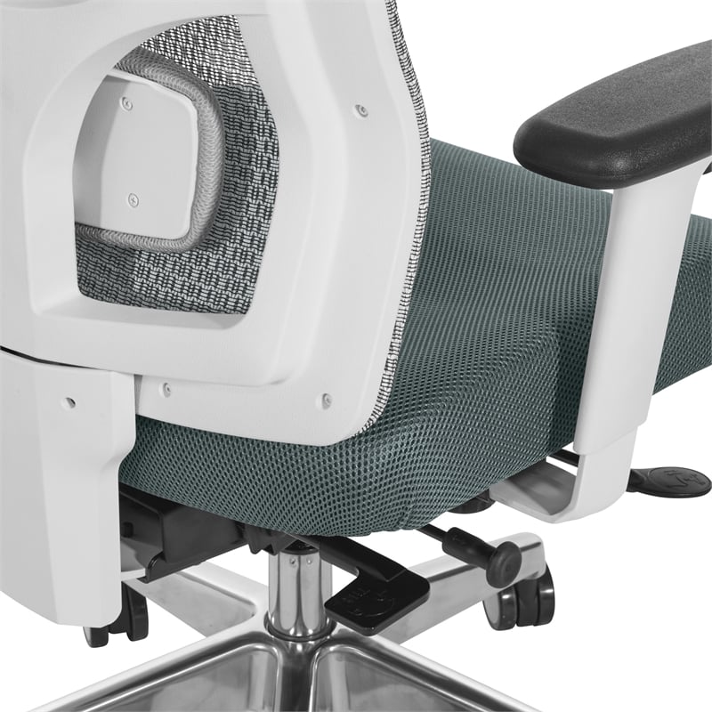 ProGrid White Mesh Mid Back Chair with Gray Fabric Mesh Seat