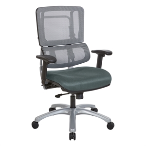 Vertical Gray Mesh Back Fabric Chair with Silver Base and Gray Mesh Seat