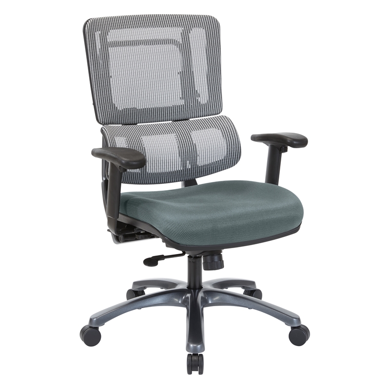 Vertical Gray Mesh Fabric Back Chair with Titanium Base and Gray Mesh Seat