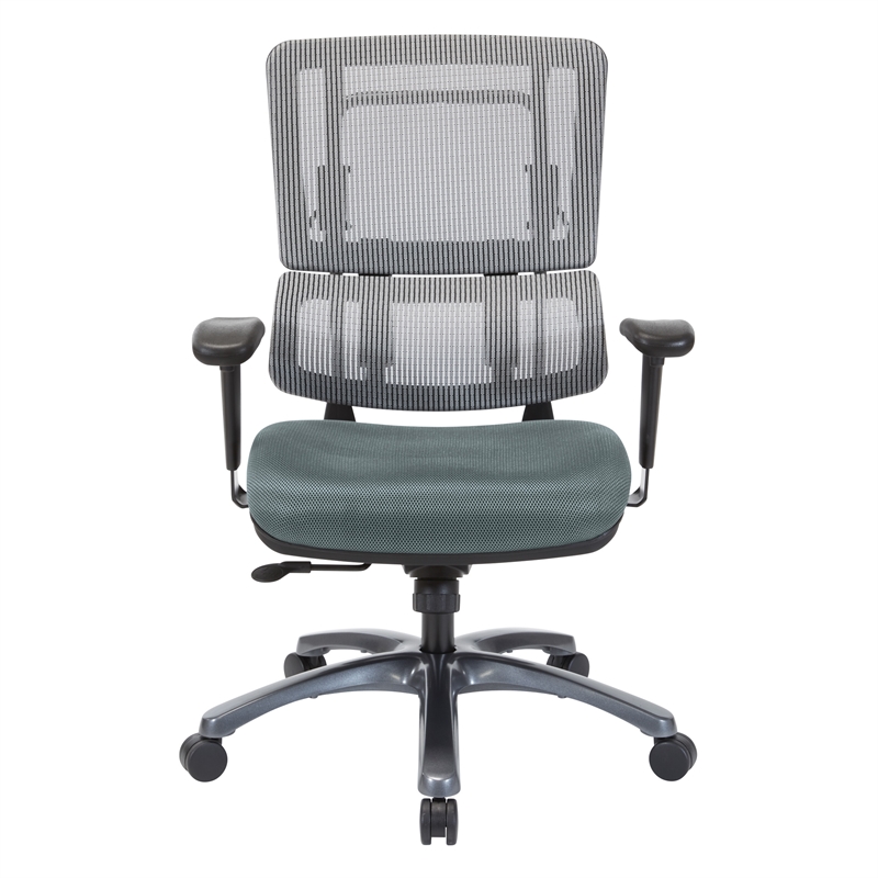 Vertical Gray Mesh Fabric Back Chair with Titanium Base and Gray Mesh Seat