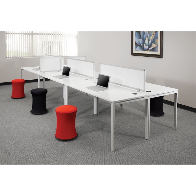 Active Height Stool with White Frame and Gray Fabric 18