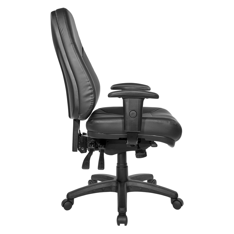 Deluxe Multi-Function High Back Chair in Dillon Black Faux Leather