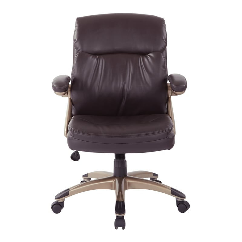 Executive Low Back Chair in Espresso Bonded Leather with Cocoa Accents