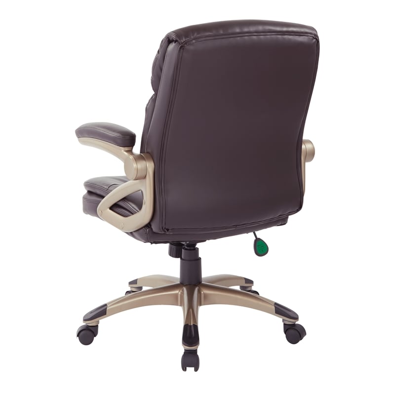 Executive Low Back Chair in Espresso Bonded Leather with Cocoa Accents