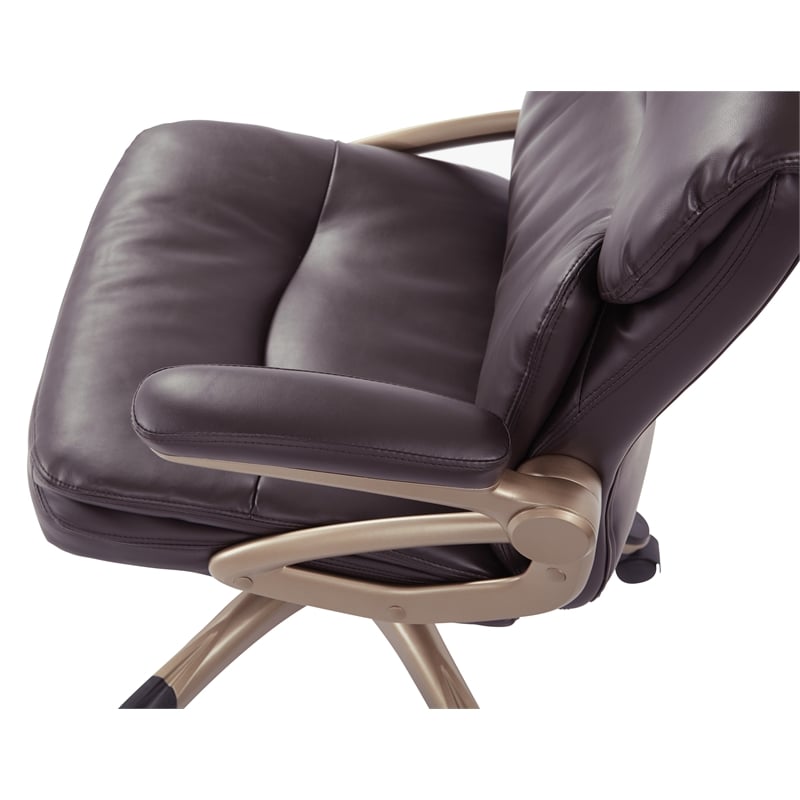 Executive Low Back Chair in Espresso Bonded Leather with Cocoa Accents