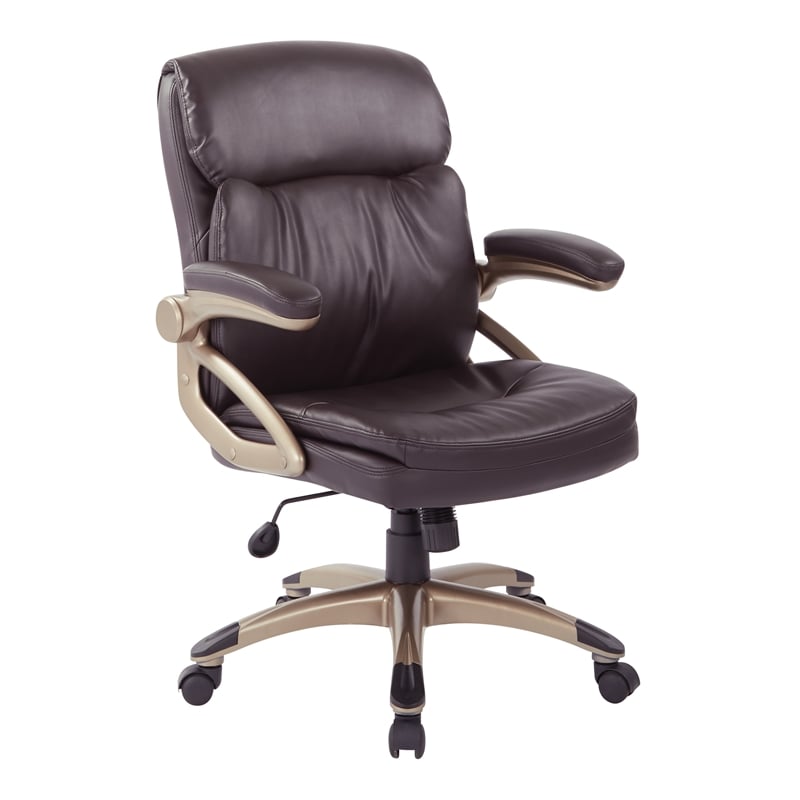Executive Low Back Chair in Espresso Bonded Leather with Cocoa Accents