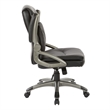 Executive Low Back Chair in Black Bonded Leather with Titanium Accents