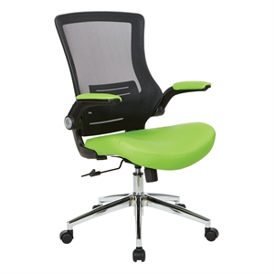 Black Screen Back Manager's Chair with Green Faux Leather Seat
