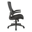 Screen Back Manager's Chair in Black Fabric Mesh Seat with PU Padded Flip Arms