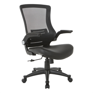 screen back manager's chair in black faux leather seat