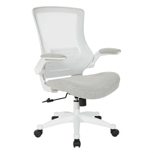 White Screen Back Manager's Chair in Linen Stone Gray Fabric