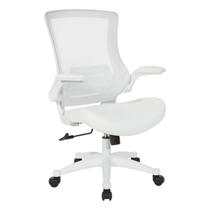 white screen back manager's chair in white faux leather