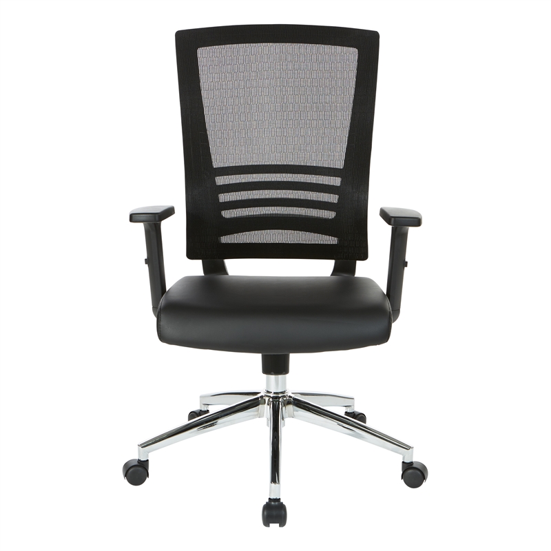 Black Frame Chair with Chrome Base with Black Bonded Leather Seat